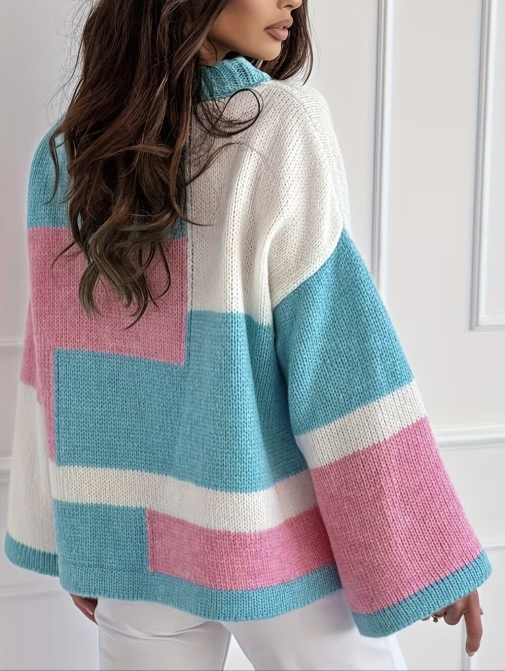 New Fashion Elegant Women's Color Block Patchwork Four-Season Commuter Pullover